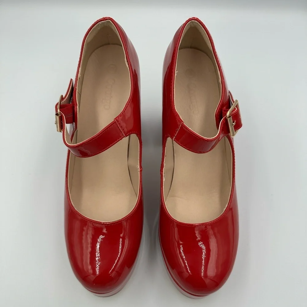 Fireside Red Patent Mary Jane Platform Heels Size 8.5